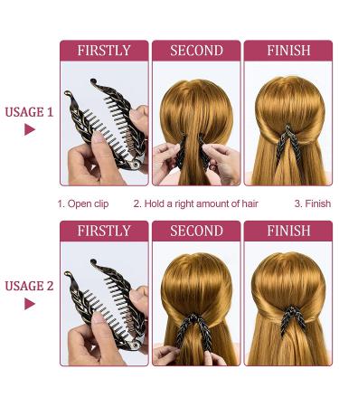 OIIKI 4 PCS Banana Hair Clips for Women Girls - Retro Plastic Vintage Hair Accessories for Thin Hair (Black/Brown) - Buy Online on SooperMarket.com