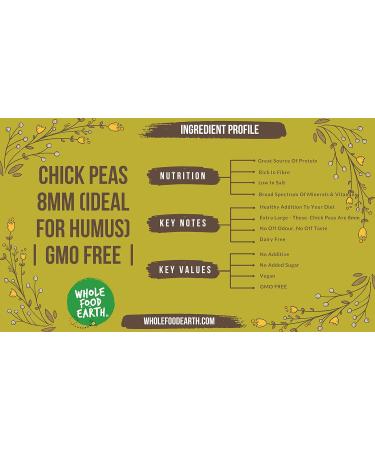 Wholefood Earth Dried Chickpeas 2kg - Ideal for Hummus - GMO Free, Natural, Vegan - High Protein - Buy Online on SooperMarket.com