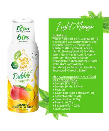 Frutta Max 4 x 500ml Light Fitness Syrup - Cherry Apricot Raspberry Mango | Sugar-Free | 60% Fruit Content | With Stevia - Buy Online on SooperMarket.com