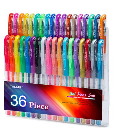 TANMIT Gel Pens  36 Colors Gel Pens Set for Adult Coloring Books  Colored Gel Pen Fine Point Marker  Great for Kids Adult Doodling Scrapbooking Drawing Writing Sketching