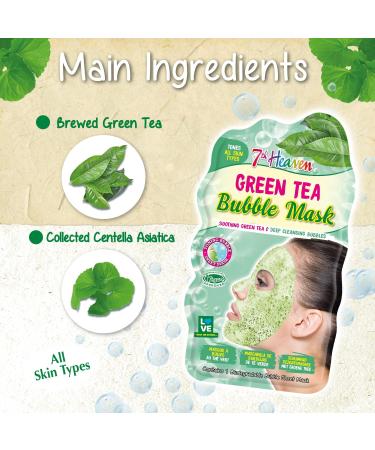 7th Heaven Bubble Tea Oxygen Mask Infused with Green Tea and Centella Asiatica to Hydrate Soothe and Help Target Blemishes - Ideal for All Skin Types - Buy Online on SooperMarket.com