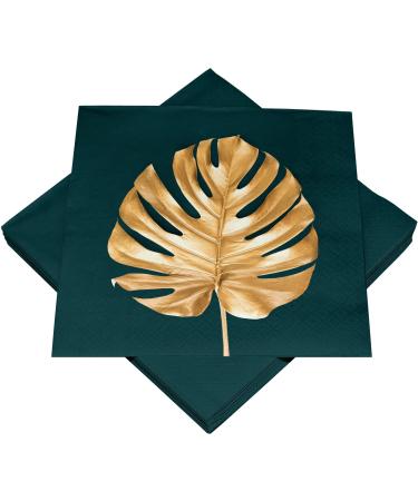 HEKU 100 napkins 3-layer 33x33cm i sucking hard and practically packaged i ideal for weddings anniversaries and special occasions golden Leaf 33x33cm Golden Leaf