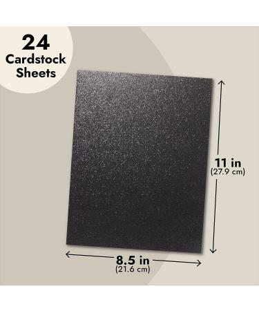 Black Glitter Cardstock Paper - 24 Sheets for Crafts, Birthday Cards, Wedding Invitations - 280gsm, 8.5x11 - Buy Online on SooperMarket.com