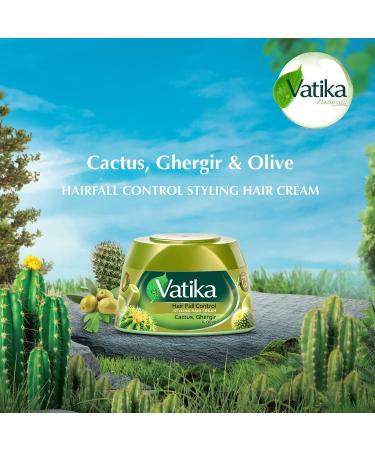 Vatika Naturals Hair Fall Control Styling Cream - Cactus Ghergir & Olive Extracts | Nourishing Hair Care - 140 ml - Buy Online on SooperMarket.com