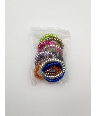 10 Pcs Spiral Hair Bobbles - Elastic Telephone Cable Hair Ties for Women & Girls - Traceless Assorted Colors - Buy Online on SooperMarket.com
