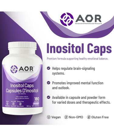 AOR Inositol Caps 500mg 180 Capsules - Myo-Inositol Supplement for Mental Well-Being & Cognitive Support - Promotes Healthy Brain Function & Cell Communication - Supports Women's Hormonal Balance 180 count (Pack of 1) - Buy Online on SooperMarket.com