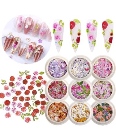 450pcs 3D Flower Nail Art Sequins Decals - Colorful Mixed Flowers & Leaves Designs | MAIOUSU STORE - Buy Online on SooperMarket.com