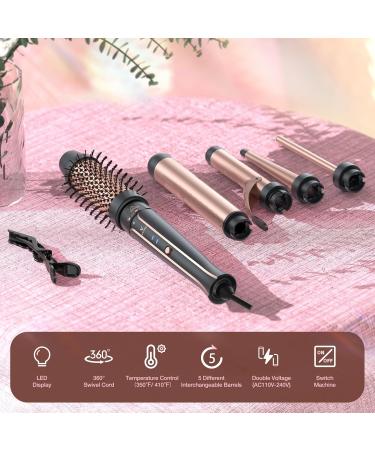 5-in-1 Curling Iron Set - Instant Heat Ceramic Wand with Interchangeable Wands & Accessories - Perfect for Girls & Women - Buy Online on SooperMarket.com