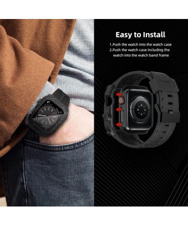 YALOCEA Compatible with Apple Watch Band 44mm with Case Built-in Screen Protector Rugged Shockproof Strap Bumper Cover with Tempered Glass Screen Protector for iWatch Series 6/SE2/SE/5/4 Matte Black Matte Black 44mm - Buy Online on SooperMarket.com