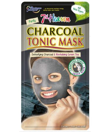 7th Heaven Charcoal Sheet Face Mask with Green Tea & Aloe Vera - Cleansing Detoxifing and Revitalising