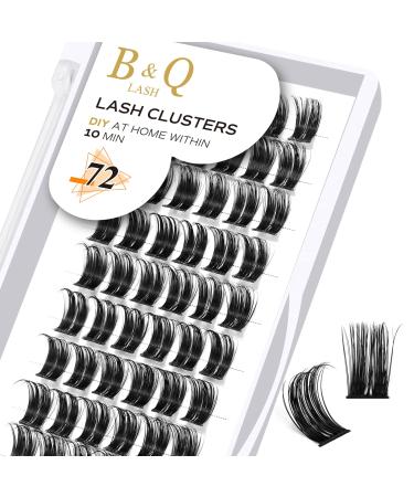 Cluster lashes 72 Clusters B&Q Lash Clusters D Curl Individual Cluster Lashes Natural Eyelash Clusters DIY Lash Extensions Soft Fluffy Cluster Eyelash Extensions (UK-FD-B45-D-14) D-14 mm B 45