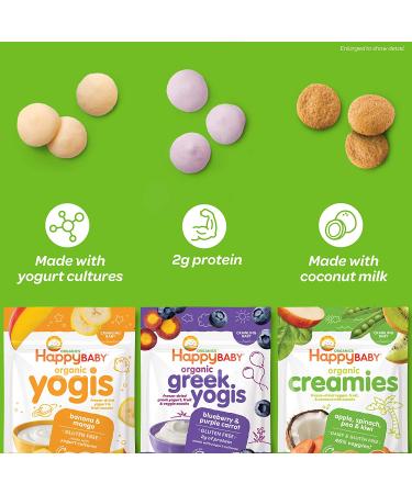 Happy Family Organics Organic Creamies - Freeze-Dried Veggie & Fruit Snacks with Coconut Milk | Apple, Spinach, Pea & Kiwi 1 oz - Buy Online on SooperMarket.com