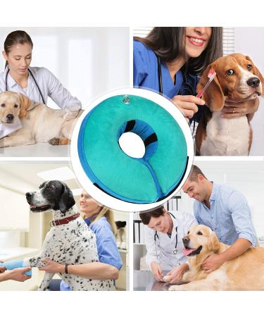 MUKSIRON Inflatable Dog Cone Collar | Adjustable Recovery Collar for Dogs & Cats | Prevent Biting & Scratching | Green-Blue | Large Size - Buy Online on SooperMarket.com