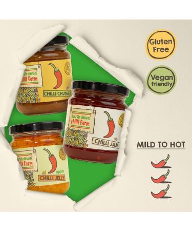 South Devon Chilli Farm Chilli Preserve Gift Set - Ideal Condiments for Cheese, Meats, Eggs & Seafood | Gluten Free & Vegan Friendly | 3 x Jar - Buy Online on SooperMarket.com