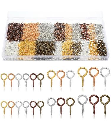1200 Pieces 3 Sizes Screw Eye Pins Screw Eye Hooks Mini Metal Eye Screw for Jewelry Making DIY, 6 Colors (Multicolor,0.16 x 0.32 Inch, 0.2 x 0.39 Inch, 0.24 x 0.5 Inch) 0.16 x 0.32 Inch, 0.2 x 0.39 Inch, 0.24 x 0.5 Inch Multicolor