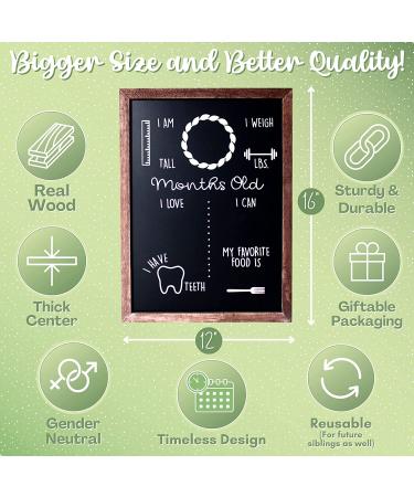 Wood Framed Baby Monthly Milestone Chalkboard | Reusable 12x16 Baby Calendar Board - Buy Online on SooperMarket.com