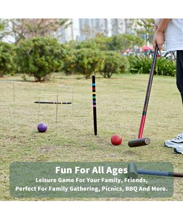 SpexDarxs 32 Six Player Croquet Set with Premium Wooden Mallets & Carry Bag - Fun Outdoor Lawn Game for Kids & Adults - Buy Online on SooperMarket.com