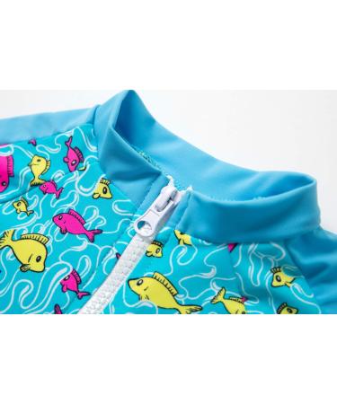 Baby Boys Sunsuit UPF 50+ Sun Protection One Piece with Zipper Swimwear and Sun Hat - Lake Blue (3-6 Months) - Buy Online on SooperMarket.com