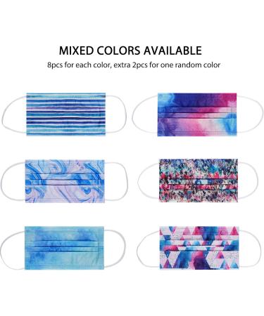 NU R Disposable Face Mask 3Ply Mask with Filter Layer and Elastic Earloop Retail 50pcs/box TIE DYE 50PCS - Buy Online on SooperMarket.com