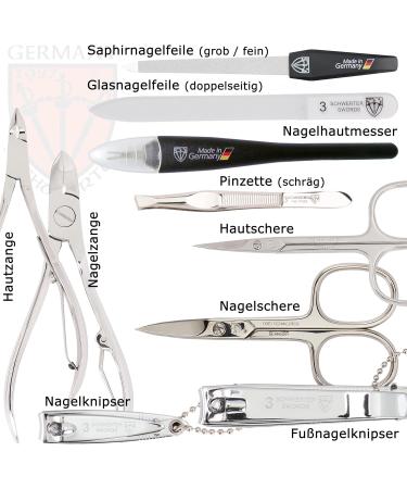 Buy Three Swords Germany 10-Piece Manicure Set 'Spezia' - Blue Artificial Leather Case | Nail Scissors Skin Scissors Nail Pliers & More - Buy Online on SooperMarket.com