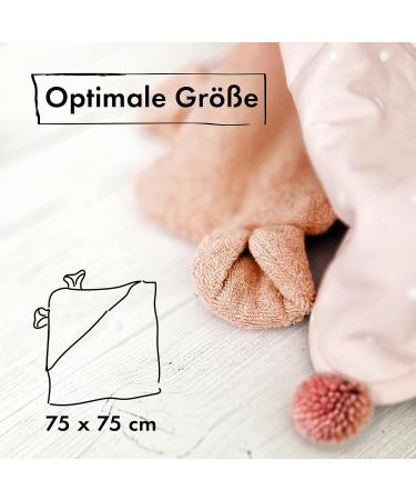 Moyo Hooded Towel with Ears - Powder | 75x75cm Toddler & Baby Bathing Poncho | 100% Frote Cotton Hooded Baby Towel | Washable Infant Bath Towel - Buy Online on SooperMarket.com