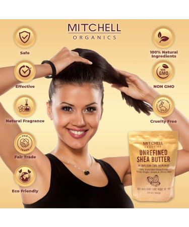 Mitchell Organics Unrefined African Shea Butter | 16 Oz / 455 G | Pure Body Butter For Dry Skin Effective on Stretch Marks Grade A | For All Skin Types - Buy Online on SooperMarket.com