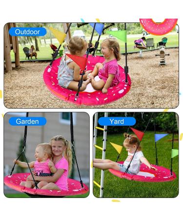 Odoland 24 inch Kids Tree Swing - Pink Saucer Swing for Outdoor Play - 900D Oxford Platform with Hanging Ropes and Turnbuckle - Buy Online on SooperMarket.com