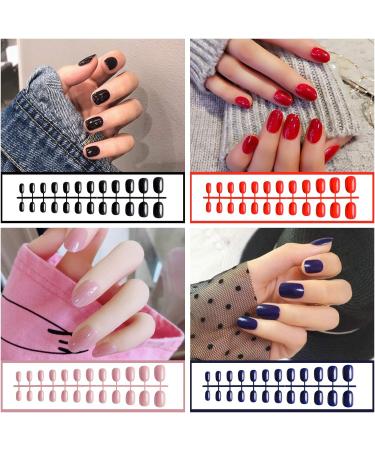 EBANKU 960 Colorful Short False Nails Full Cover Coffin Press on Nails Set with Nail File and Stick - Natural Fake Nails for Women Girls - Buy Online on SooperMarket.com