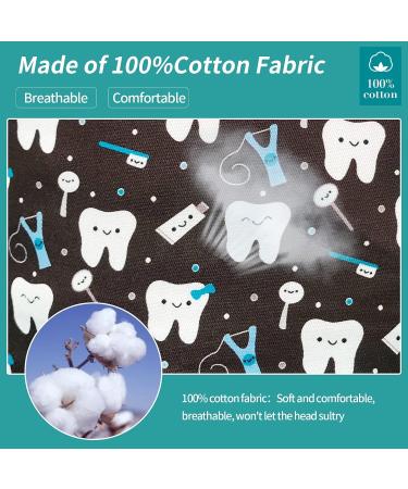 VIAOLI Dental Scrub Caps with Buttons - One Size Cotton Dentist Hat for Women - Nurse and Doctor Hair Cover Cap-02 - Buy Online on SooperMarket.com