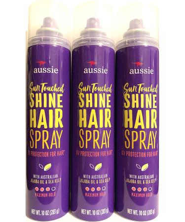 Aussie Sun-Touched Shine Hairspray Maximum Hold 10 ounces (Pack of 3)