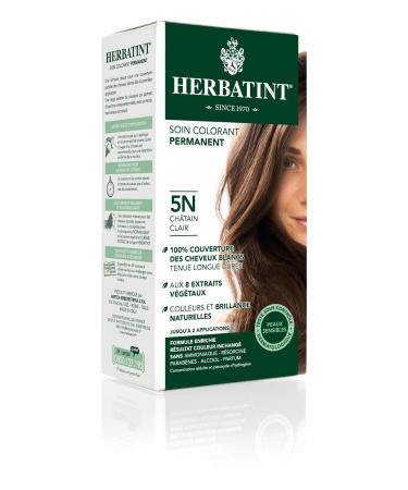 Herbatint Permanent hair color 5n light brown-150 ml without ammonia 100% cover of white hair dermatologically tested for sensitive skin with 8 bio-plants extracts 5N-light brown 150 ml (1 Pack)