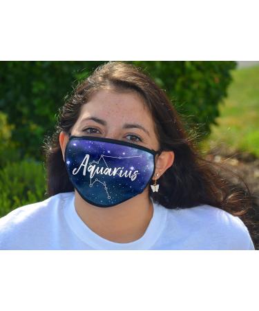 Gorgeous Aquarius Zodiac Design 3 Layer Cotton/Polyester Face Mask - Stylish & Comfortable International Shipping - Buy Online on SooperMarket.com