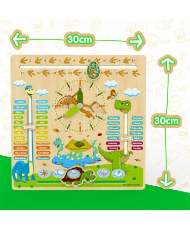 Woodywood Calendar Watch for Children - Bilingual Montessori Learning Clock in Wood 30x30 cm - Teach Time Date Weeks Months Seasons & Weather in German & English - Buy Online on SooperMarket.com