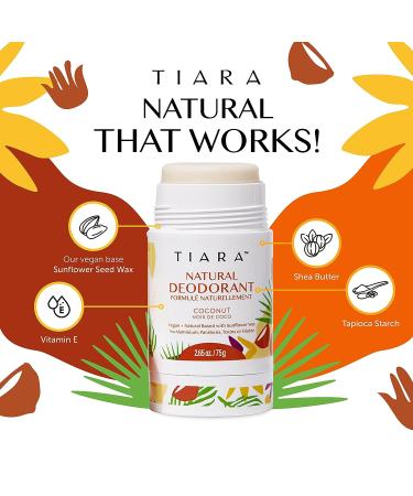 TIARA Coconut Natural Deodorant for Women 75g | Aluminum and Paraben Free Scented Deodorant | Long Lasting Formula for Women's Armpit Microbiome - Buy Online on SooperMarket.com