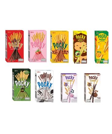 Pocky Chocolate Biscuit Sticks Set of 9 Flavour Variety Pack (Pack of 9)