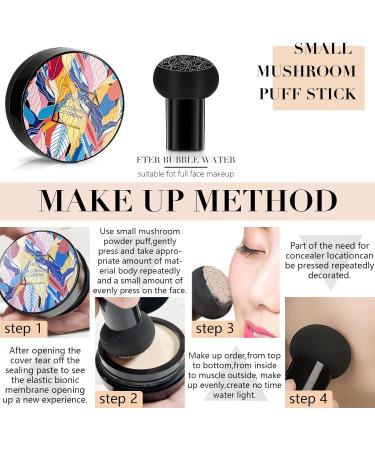 Mushroom Head Air Cushion CC Cream Moisturizing Concealer CC Cream Foundation Long Lasting Brighten Makeup Base with Mushroom Applicator Even Skin Tone for All Skin Types (Ivory) - Buy Online on SooperMarket.com