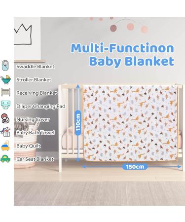Miracle Baby Muslin Swaddle Blanket for Boys and Girls - Grey Dinosaur Print - 110x150cm - Summer Cotton - Double Layered - Buy Online on SooperMarket.com