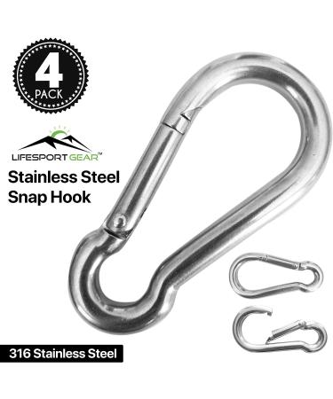 4 Pack 3-inch Marine Grade 316 Stainless Steel Carabiner Clips for Gym and Outdoor Activities - Buy Online on SooperMarket.com