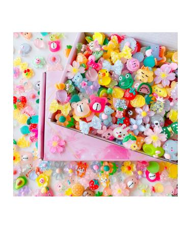 200 Pcs Charms Cute Set  Bright Bulk Mixed Resin Flatback Charms Supplies for DIY Craft Ornament Scrapbooking