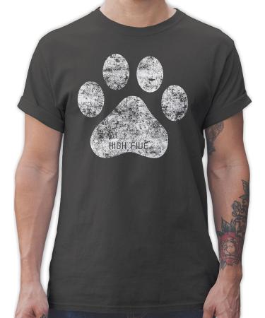 Shirtracer - T-Shirt Men - Gift for Dog Owners - High Five Dog Paw 4 Dark Grey 4XL Large Sizes