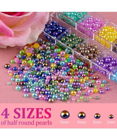 Flat Back Pearls Kit - 3800 Pcs, 3 Boxes, AB+ White AB+ Beige AB Half Round Pearls for Nail Art & DIY Crafts with Pickup Pencil and Tweezer - Buy Online on SooperMarket.com