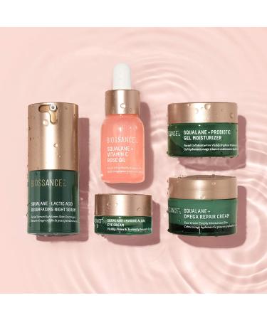Biossance Overachievers Set: Squalane + Lactic Acid Night Serum Bundle for Hydration, Exfoliation, and Smoothing Fine Lines - Includes Travel Size Best Sellers (5 items) - Buy Online on SooperMarket.com