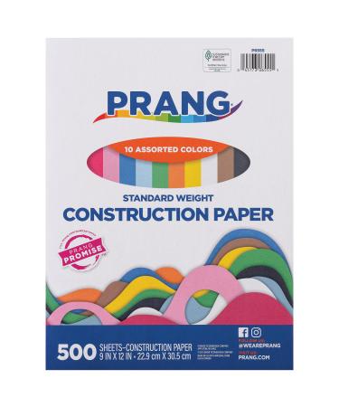 Prang (Formerly Art Street) Construction Paper  10 Assorted Colors  Standard Weight  9 x 12  500 Sheets