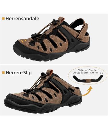 Outpro Men's Premium Sports Sandals - Waterproof Air Padding Hiking & Beach Sandals - EU Size 45 Black/Brown - Buy Online on SooperMarket.com
