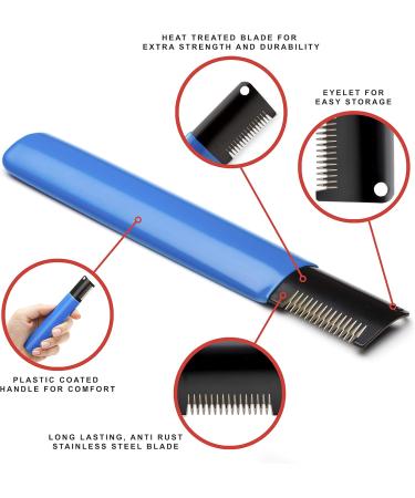 Mikki Dog Puppy Grooming Stripping Knife | Handheld Stripping Blade Tool for Coarse Hair Coats - Blue - Buy Online on SooperMarket.com