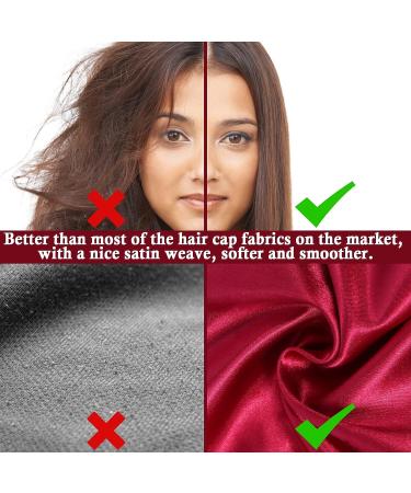 Satin Silk Bonnet Set for Sleeping - 4 Pcs Elastic Wide Band Hair Wraps (Black Red Purple Gold) - Soft & Breathable Sleep Caps - 12.6 Inch - Buy Online on SooperMarket.com