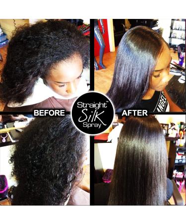 Straight Silk Spray with Moroccan Argan Oil | Hair Straightening Protector & Detangler | Alcohol-Free | Heat Protectant up to 450 F | Flat-Iron | Blow-Dry | Unscented | Hair Spray | MADE IN USA (64oz) 64 Fl Oz (Pack of 1) - Buy Online on SooperMarket.com
