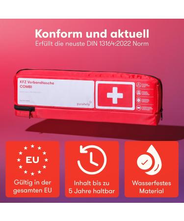 Buy Purahelp Kfz Kombitsche - DIN 13164 Compliant First Aid Kit & Warning Triangle Set for Cars (2024) - Buy Online on SooperMarket.com