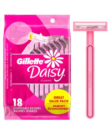 Gillette Venus Daisy Classic Disposable Razors for Women, 18 Count, Hair Removal for Women Venus Daisy (18ct)
