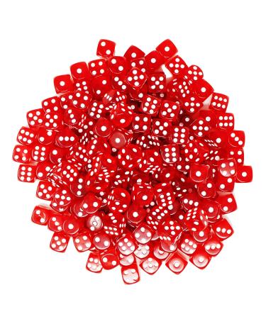 DA VINCI 16mm 6 Sided Translucent Red, Blue, or Green Gaming Dice in Bulk with Rounded Corners 100 Dice Red
